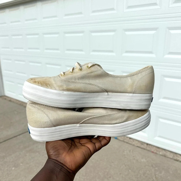 Keds Women’s The Platform Triple Metallic Gold Sneakers - Picture 8 of 16